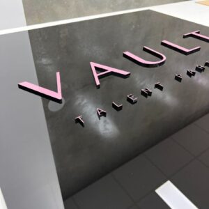 reception signage at vault